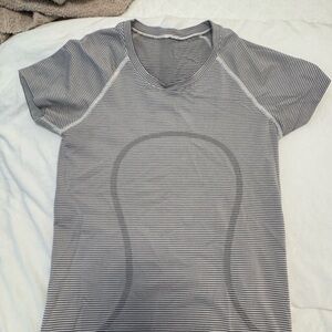 Lululemon Athletica Gray Striped Tee